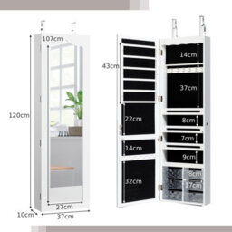 Gainoom Wall Mounted Led Mirror White Jewelry Organizer 6 Drawers - thumbnail 2