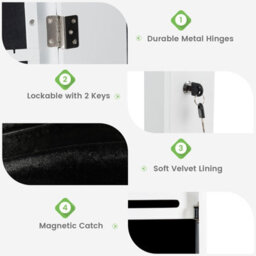 Gainoom Wall Mounted Led Mirror White Jewelry Organizer 6 Drawers - thumbnail 7