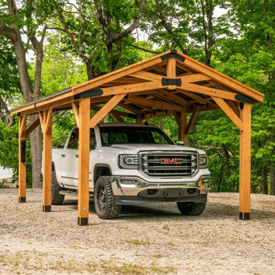 Backyard Discovery Norwood Cedar Wood Outdoor Patio Gazebo/carport With Powerport 6M X 3.7M (20Ft X 12Ft) - image 1