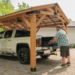 Backyard Discovery Norwood Cedar Wood Outdoor Patio Gazebo/carport With Powerport 6M X 3.7M (20Ft X 12Ft) - thumbnail 3