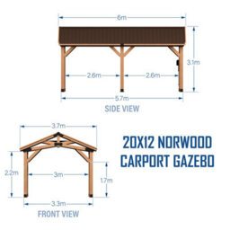 Backyard Discovery Norwood Cedar Wood Outdoor Patio Gazebo/carport With Powerport 6M X 3.7M (20Ft X 12Ft) - thumbnail 6