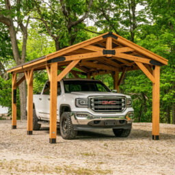 Backyard Discovery Norwood Cedar Wood Outdoor Patio Gazebo/carport With Powerport 6M X 3.7M (20Ft X 12Ft) - thumbnail 1