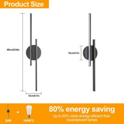 2X Indoor Wall Lights Modern Led Wall Scones 24W Warm White Lamps Bedroom 60Cm - thumbnail 2