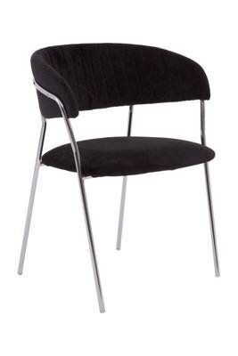 Orsina Black Channel Chrome Finish Dining Chair,decorative Armchair,chair For Outdoor Patio,stylish Lounge Chair - image 1