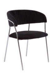 Orsina Black Channel Chrome Finish Dining Chair,decorative Armchair,chair For Outdoor Patio,stylish Lounge Chair