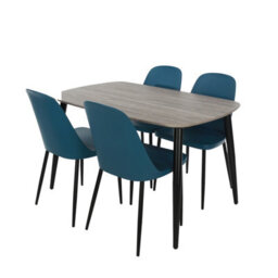 Core Products Aspen Grey Oak Effect 120Cm Rectangular Dining Table With 4 Blue Plastic Duo Design Chairs - thumbnail 2