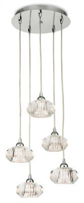 Luminosa Lighting Luminosa Lisbon 5 Light Cluster Pendant Chrome, Clear Decorative Glass, G9
