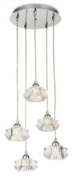 Luminosa Lighting Luminosa Lisbon 5 Light Cluster Pendant Chrome, Clear Decorative Glass, G9
