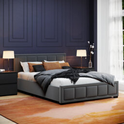 Lassic Vida Designs Vanita Double Fabric Ukfr Bed, Dark Grey - thumbnail 1