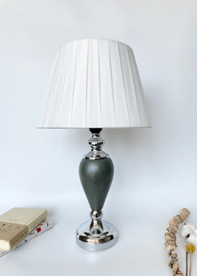 Deenz Contemporary Table Lamp Chic Styles White Fabric Shade Metal Base Dark Gray Ceramic 50 Cm Tall (Decanter Vase T062)