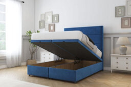 "Sloomy Texas Navy Plush Ottoman Bed Base With 26"" Strutted Headboard 2'6 Small Single" - thumbnail 2