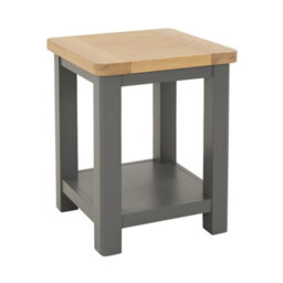 The Furniture Market Marbury Slate Grey Painted Lamp Table Wooden Side Table With Shelf Whitewash Oak Top Modern Country Styling - thumbnail 4