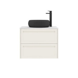 Royal Bathrooms Royal Bathroom Elmore 700mm Classic White Wall Mounted Countertop Bathroom Vanity Unit 2 Drawer With Milan Black Basin - thumbnail 7