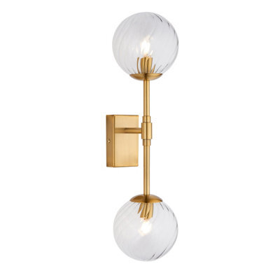 Luminosa Lighting Luminosa Rome Globe Wall Lights Brushed Aged Brass Plate & Clear Glass 2X Led G9 - image 1