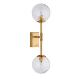 Luminosa Lighting Luminosa Rome Globe Wall Lights Brushed Aged Brass Plate & Clear Glass 2X Led G9 - thumbnail 6