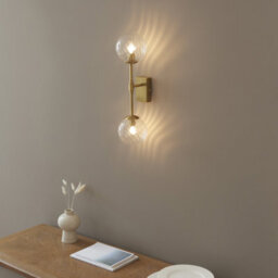Luminosa Lighting Luminosa Rome Globe Wall Lights Brushed Aged Brass Plate & Clear Glass 2X Led G9 - thumbnail 3