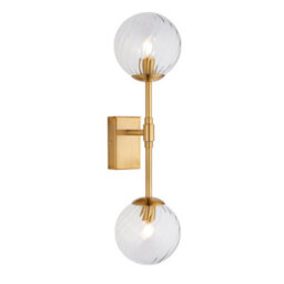 Luminosa Lighting Luminosa Rome Globe Wall Lights Brushed Aged Brass Plate & Clear Glass 2X Led G9 - thumbnail 1