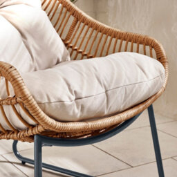 Furniturebox Tahiti Comfy Garden Lounger Chair + Footstool Beige Rattan - Wicker Outdoor Patio Deck Egg Sun Lounge Garden Chair - thumbnail 5