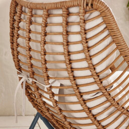 Furniturebox Tahiti Comfy Garden Lounger Chair + Footstool Beige Rattan - Wicker Outdoor Patio Deck Egg Sun Lounge Garden Chair - thumbnail 4