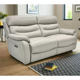 Fletcher Light Grey Leather Power Reclining Large 2 Seater Sofa With Power Headrests, Usb Charging & Pocket Sprung Seats - thumbnail 3
