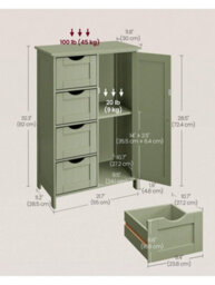 LEDREM Bathroom Floor Storage Cabinet, Bathroom Storage Unit With 4 Drawers, Freestanding Bathroom Cabinet With 1 Door, For The Bathroom - thumbnail 5
