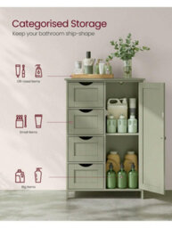 LEDREM Bathroom Floor Storage Cabinet, Bathroom Storage Unit With 4 Drawers, Freestanding Bathroom Cabinet With 1 Door, For The Bathroom - thumbnail 2