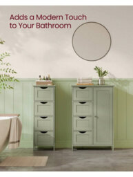 LEDREM Bathroom Floor Storage Cabinet, Bathroom Storage Unit With 4 Drawers, Freestanding Bathroom Cabinet With 1 Door, For The Bathroom - thumbnail 7