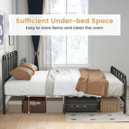 Costway King Size Metal Bed Frame W/ Headboard Platform Bed W/ Metal Slats Support - thumbnail 7