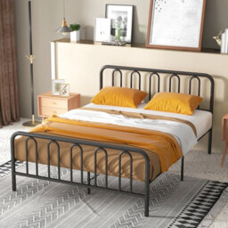 Costway King Size Metal Bed Frame W/ Headboard Platform Bed W/ Metal Slats Support - thumbnail 1
