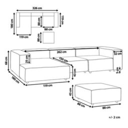 Beliani Modular Corner Sofa 3 Seater Aprica Faux Linen Beige With Ottoman Right Hand - thumbnail 3