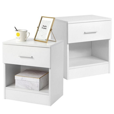 2Pcs Compact Nightstand Bedside Tables Bedroom Side Tables 1 Drawer 1 Shelf - image 1