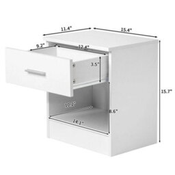 2Pcs Compact Nightstand Bedside Tables Bedroom Side Tables 1 Drawer 1 Shelf - thumbnail 2