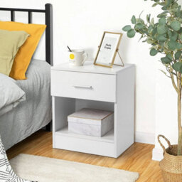 2Pcs Compact Nightstand Bedside Tables Bedroom Side Tables 1 Drawer 1 Shelf - thumbnail 3