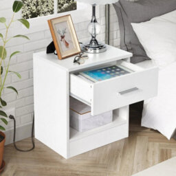 2Pcs Compact Nightstand Bedside Tables Bedroom Side Tables 1 Drawer 1 Shelf - thumbnail 6