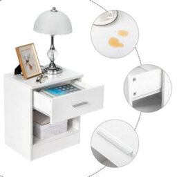 2Pcs Compact Nightstand Bedside Tables Bedroom Side Tables 1 Drawer 1 Shelf - thumbnail 4