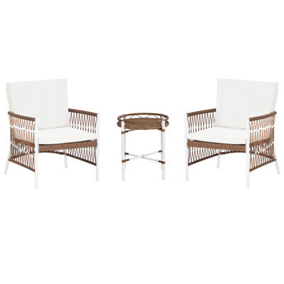 Beliani Bistro Set With Cushions Levico Metal White - image 1