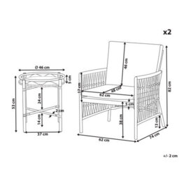 Beliani Bistro Set With Cushions Levico Metal White - thumbnail 3