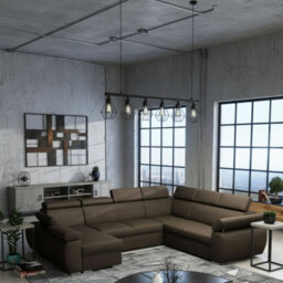Boston U Mdf Corner Sofa Bed With Hr Foam Wave Springs Metal Legs Ddelfin Storage Headrests 325X260X85To98Cm Brown Left