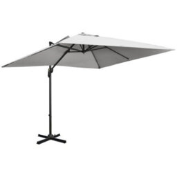 Outsunny 2.7 X 2.7 M Cantilever Parasol Garden Umbrella W/ Cross Base Grey - thumbnail 2