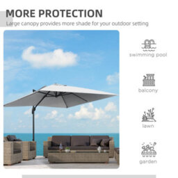 Outsunny 2.7 X 2.7 M Cantilever Parasol Garden Umbrella W/ Cross Base Grey - thumbnail 7