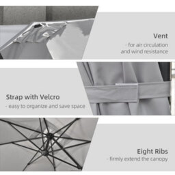 Outsunny 2.7 X 2.7 M Cantilever Parasol Garden Umbrella W/ Cross Base Grey - thumbnail 6