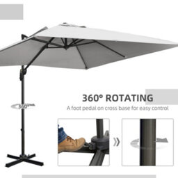 Outsunny 2.7 X 2.7 M Cantilever Parasol Garden Umbrella W/ Cross Base Grey - thumbnail 5