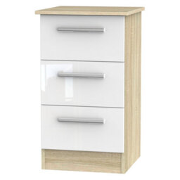 Trent 3 Drawer Bedside Cabinet In White & Bardolino Oak (Ready Assembled) - thumbnail 6