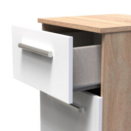 Trent 3 Drawer Bedside Cabinet In White & Bardolino Oak (Ready Assembled) - thumbnail 5
