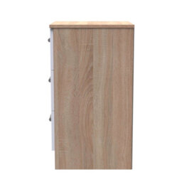 Trent 3 Drawer Bedside Cabinet In White & Bardolino Oak (Ready Assembled) - thumbnail 2