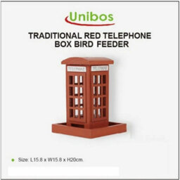 Traditional Novelty Telephone Box Wooden Garden Hanging Bird Feeder Red - thumbnail 2