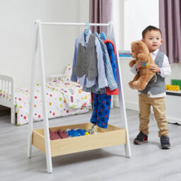 Liberty House Toys Children's Dressing Rail With Wide Base In White And Pine - thumbnail 1