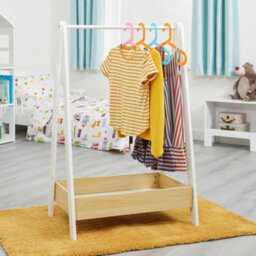 Liberty House Toys Children's Dressing Rail With Wide Base In White And Pine - thumbnail 2
