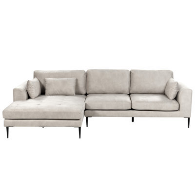 Beliani Corner Sofa 3 Seater Flam Velvet Grey Right Hand - image 1