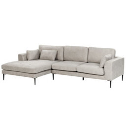 Beliani Corner Sofa 3 Seater Flam Velvet Grey Right Hand - thumbnail 4